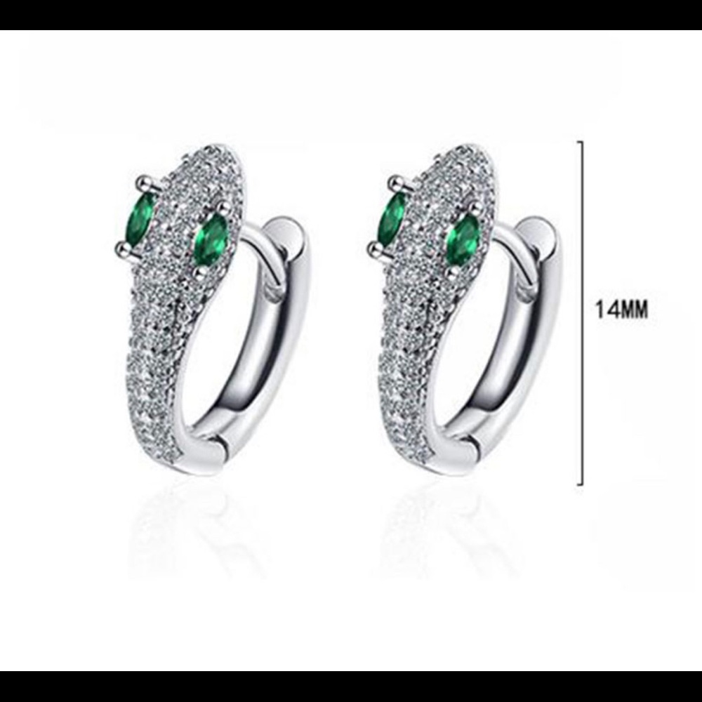 🌟HOST PICK🌟ELEGANT SPARKLING ZIRCON SNAKE 925 STERLING SILVER STUD EARRINGS - Picture 2 of 11